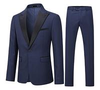 YOUTHUP Herren 2-Teilig Anzug Regular Fit Peak Lapel 1 Knopf Hochzeit | Sakko und Hose, Zweiteiliger, Einreihig, Spitzes Revers, Rückschlitz, Smoking, Formelles Outfit