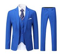 YOUTHUP Herren 3 Teilig Anzug Slim Fit Formell Anzüge 1 Knopf Herrenanzug für Business Hochzeit, Blau, 3XL