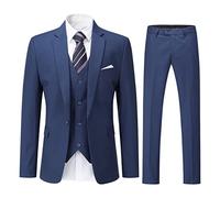 YOUTHUP Herren 3 Teilig Anzug Slim Fit Formell Anzüge 1 Knopf Herrenanzug für Business Hochzeit, Navy Blau, 3XL