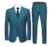 YOUTHUP Herren Anzug Slim Fit 3 Teilig Anzüge für Hochzeit Business Herrenanzug Sakko Anzughose Weste, Blau, XXL