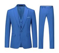 YOUTHUP Herren Anzug Slim Fit 3 Teilig Anzüge für Hochzeit Business Herrenanzug Sakko Anzughose Weste, Blau-n, 3XL