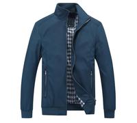 YOUTHUP Herren Jacke Leichte Freizeit Übergangsjacke Langarm Sommer Bomberjacke Outdoor Sportjacke, Blau, 3XL