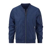 YOUTHUP Herren Jacke Leichte Übergangsjacke mit Ärmeltasche Sommerjacke Regular Fit Freizeit Bomberjacke, Blau, XXL