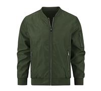YOUTHUP Herren Jacke Leichte Übergangsjacke mit Ärmeltasche Sommerjacke Regular Fit Freizeit Bomberjacke, Grün, M