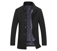 YOUTHUP Herren Mantel mit Winterweste Kurzer Wolle Wintermantel Winter Outdoor Dicker Wollmantel, Schwarz 1853, XS