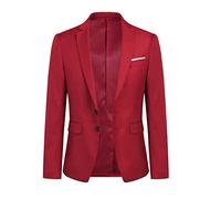 YOUTHUP Herren Sakko Slim Fit Freizeit Modern Anzugjacke für Hochzeit Party Business Abschluss Jackett, Rot, XL
