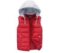 YOUTHUP Herren Steppweste mit Kapuze Leicht Winterweste Outdoor Dicke Freizeit Gilet Ärmellos Jacke Sport Weste, Rot, L