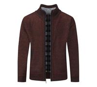 YOUTHUP Herren Strickjacke Cardigan Freizeit Herbst Winter Fleecejacke Dicken Warmer Hausjacke, Rot, XL
