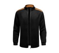 YOUTHUP Herren Strickjacke Regular Fit Leicht Trachtenjacke Zopfmuster Freizeit Herbst Hausjacke Cardigan, Schwarz, S