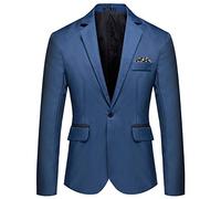 YOUTHUP Sakko Herren Leichter Regular Fit Anzug Jacke für Männer Freizeit Jackett Blazer, Blau, XL