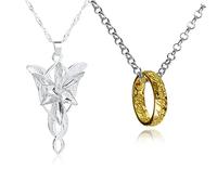 YouU 2 Stück Elfen Halskette Set Arvvens Abendstern Halskette Herr der Ringe Der Eine Ringe Anhänger Cosplay Costume Jewelry for Fans