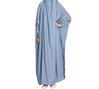 YOVALO Frauen Elegant Muslim Hijab Kleidung Islam Dubai Abaya Gebetskleid Einfarbig Lose Einteilige Gebetskleid Volle Abdeckung Muslimische Mode Fledermausärmel Jilbab Hijab Robe Frauen Kleid