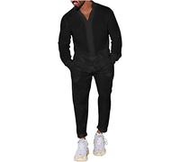 Yowablo Atmungsaktiver Anti-Falten-Zweiteiler für Herren im Sommer, atmungsaktiv, mit gerollten Ärmeln, Hemdhose Hochzeit Hose Herren