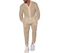 Yowablo Atmungsaktiver Anti-Falten-Zweiteiler für Herren im Sommer, atmungsaktiv, mit gerollten Ärmeln, Hemdhose Hochzeit Hose Herren