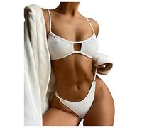 Yowablo Badeanzug Badebekleidung Schwimmen Streifen Bikini Strandbekleidung Sexy Damen Badebekleidung Tankinis Set Drucken (M,Weiß #3)