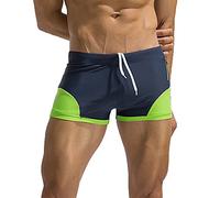 Yowablo Badehose für Herren | Schwimmhose Surfing - Gespleißte Badehose mit Boxershorts (XXL,2Dunkelblau)