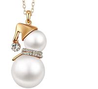 Yowablo Big Pearl Snowman Anhänger Pulli Kette Gold Silver Long Weihnachten lange Frauen Kleidung Zubehör 2PCs Mit Geburtsstein (2PCS Gold #1)