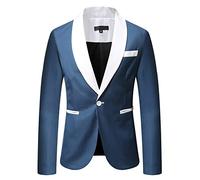 Yowablo Blazer Klassischer Herren Anzugjacke Baukasten Herren Slim Fit Anzugjacke EIN Knopf Sakko für Business (M,Marine)