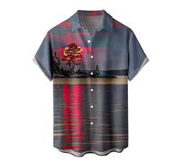 Yowablo Blumenhemd für Herren, tropisches, lässiges, kurzärmliges, bedrucktes Strandhemd mit Knopfleiste Herren Hemden Retro