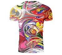 Yowablo Bluse Herren 3D Flood gedruckt Kurzarm T-Shirt Top (XL,19Mehrfarbig)