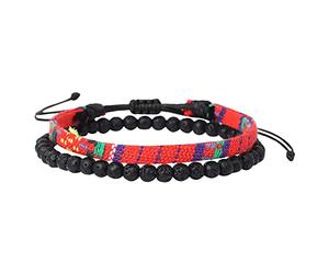 Yowablo Bohemia Handmade Weave Bead Beach Festival Verstellbares Armband-Set mit 2 Herren- und Damen-Accessoires ene Armbänder Damen