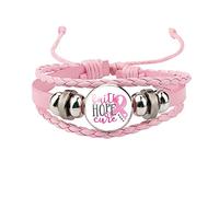Yowablo Brustkrebs-Bewusstsein Nette Pflege rund um die Brust Zubehör Handgemachtes Lederarmband Frauen Armbänder Damen Magnetverschluss