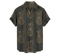 Yowablo Chemise Hommes Rayures Colorées Été Manches Courtes Boutons Lâches Chemisier Décontracté (M,a-Bronze)