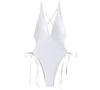 Yowablo Damen-Badeanzug mit V-Ausschnitt, Krawattenseite, hoch geschnittene Badeanzug-Badebekleidung Badeanzug Damen Bauchweg 50