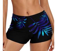 Yowablo Damen-Badeshorts lässig ethnisch Bedruckt mit hoher Taille Kurze Hosen Teenager Mädchen Stoff (S,Schwarz #5)