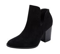 Yowablo Damen Cut Out Ankle Boots Chunky Heel Slip On Western Booties Freizeitschuhe Anglerhose Mit