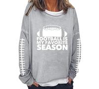 Yowablo Damen Hoodies Damen-Sweatshirt-Oberteil mit -Aufdruck, lockerer Rundhalsausschnitt und langen Ärmeln Fleece Kapuzenpullover Damen (Grey, XL)