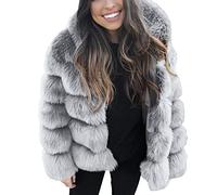 Yowablo Damen Jacke Faux Nerz Kapuze Faux Pelzjacke Warme Dicke Oberbekleidung