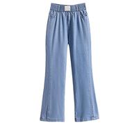 Yowablo Damen-Jeans aus dünner Seide, Eisseide, Übergröße, schlankmachend, ausgestellt Hose (Blue, XXXXL)