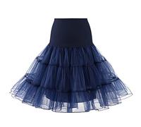 Yowablo Damen Kurz Tutu Rock Tüllrock Tütü Crinoline Minirock Reifrock Unterrock Kleid Tüll Underskirt (L,Marine)