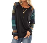 Yowablo Damen Pullover Mit Streifen Lange Ärmel T-Shirt Bluse Langarmshirt
