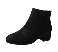 Yowablo Damen Stiefel Winterstiefel Flock Ankle Round Toe Party Western Stoffstiefel (37 EU,Schwarz)