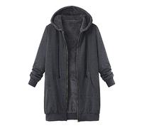Yowablo Damen Strickjacke Vintage Casual Mantel Hoodie Zipper Hoodies Sweatjacke Manteljacke Oversized Coat mit Taschen