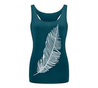 Yowablo Damen Tanktop Weste Sommer Federdruck Lange Weste Mode Damen Top Die L-förmige (S,Hellblau)