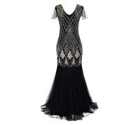 Yowablo Damen Vintage Paillettenkleid, Bankett, Leichter Luxus, Party, Abendrock, langes Kleid Abend Kleider Lange (Gold, S)