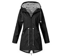 Yowablo Damen Windbreaker Übergangjacke Lange Regenjacke mit Kapuze Jacke Mantel