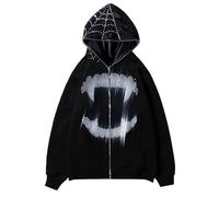 Yowablo Damen Winterjacken uziert Sweatshirt-Jacke mit Strass-Aufdruck, gepolsterte Jacke, lockere Kapuzenjacke mit Reißverschluss Trenchcoat Mantel Damen Winter (a-Black, XXL)