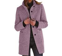 Yowablo Damen Wollstrickjacke Mäntel mit Taschen Damen Lange Jacke Mantel Mode Feste Lässige Oberbekleidung mit offener Vorderseite Anorak Damen Winter (Purple, M)