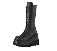 Yowablo Einsatzstiefel Boot Zipper Plateau-Klobige Schuhe Freizeitstiefel Wedges Punk Gothic Reißverschluss Mittelhohe Stiefel (42,schwarz)