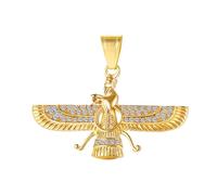 Yowablo Farvahar Authentic Persianer Anh鋘ger Edelstahl Ausschnitt Herren Halsketten Ritzel Dreier Ketten Damen(ohne Kette)