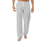 Yowablo Freizeithose Leinenhosen Herren Lang Leichte Sommerhose Strandhose Leinen Kurze Hosen Herren Lässige (XL,6Grau)