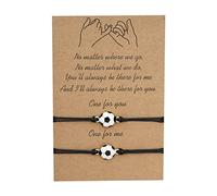 Yowablo Fußball-Form-Karte Best Friend Armbänder für Paare - Passende für Sie und Ihn, Liebhaber Schmuck für Freundschaft, Beziehung, Freund, Freundin - Bastelset für Jungs