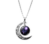 Yowablo Ggifts The Of Half Signs Schmuck Mond Anhänger Halskette Geburtstag für Frauen Geschenke für Frauen Zodiac Geburtstag Halsketten & Anhänger Herren Ketten Edelstahl (e-A)