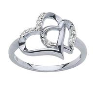 Yowablo GIF Love Kreativer Herz-zu-Herz-Verlobungsschmuck Damenring Diamantringe Damen Ringe Silber 925 Breit