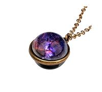 Yowablo Halskette Glow Double Planet Glass Sided Dark System Anhänger The In Dome Galaxy Halsketten & Anhänger Ketten Mit Namen Gravur