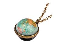 Yowablo Halskette Glow Double Planet Glass Sided Dark System Anh鋘ger The In Dome Galaxy Halsketten & Anh鋘ger Ketten Mit Namen Gravur